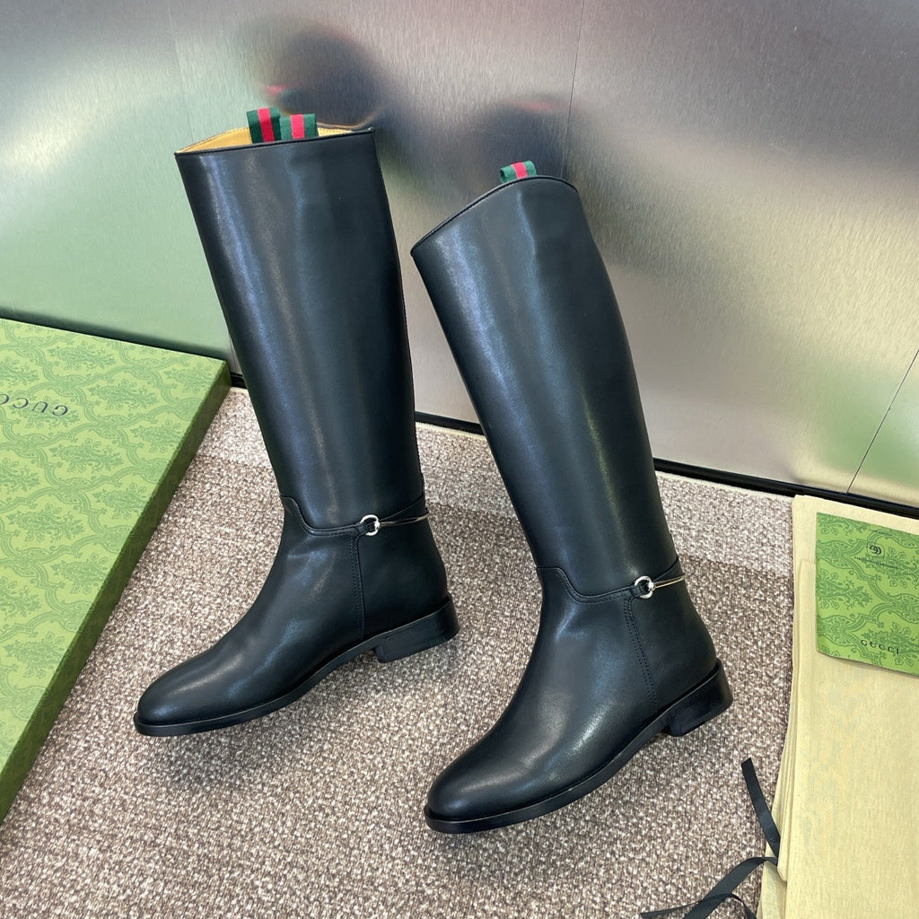 GG Women's Boot With Slim Horsebit 2.5cm Black Leather 508911