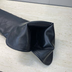 YSL 2025 High-Heeled Pointed-Toe Knee-High Rider Boot Black Calfskin 574018