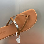 HM 26ss Kelly  Sliver Buckle Slipper Brown Calfskin 607155