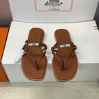 HM 26ss Kelly  Sliver Buckle Slipper Brown Calfskin 607155