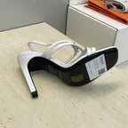HM 26ss Kelly Sliver Buckle Sandals 95 White Calfskin 607169
