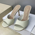 CD 26s Icon Heeled Slide 8cm Cream Leather Silk 633058