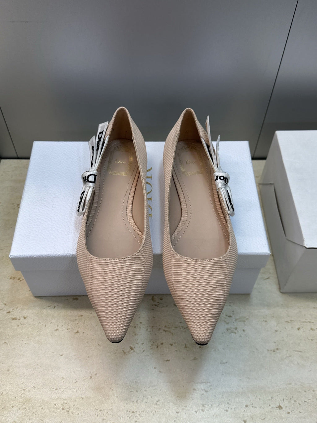 CD J'Adior Ballet Flat Beige Technical Fabric 633061
