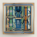 Fantaisie d'Etriers Scarf  140 CM Green Mix Blue Colorful Silk