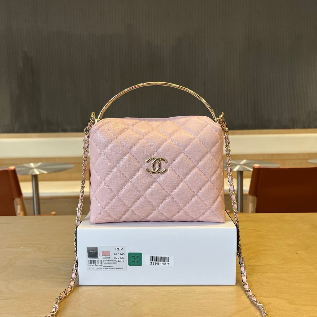 CC Handle Vintage Bag 19cm Pink Caviar 277777 GHW