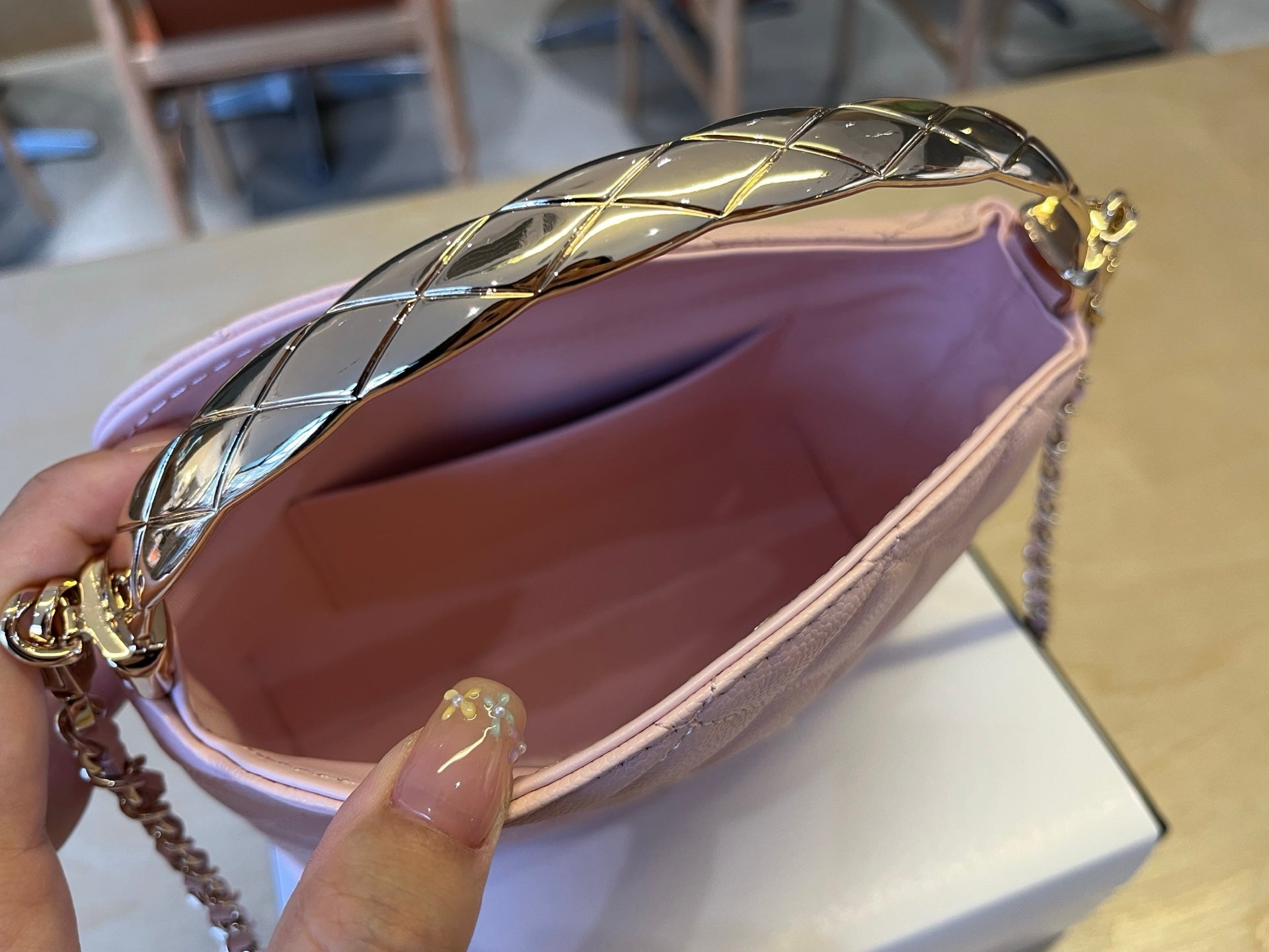 CC Handle Vintage Bag 19cm Pink Caviar 277777 GHW