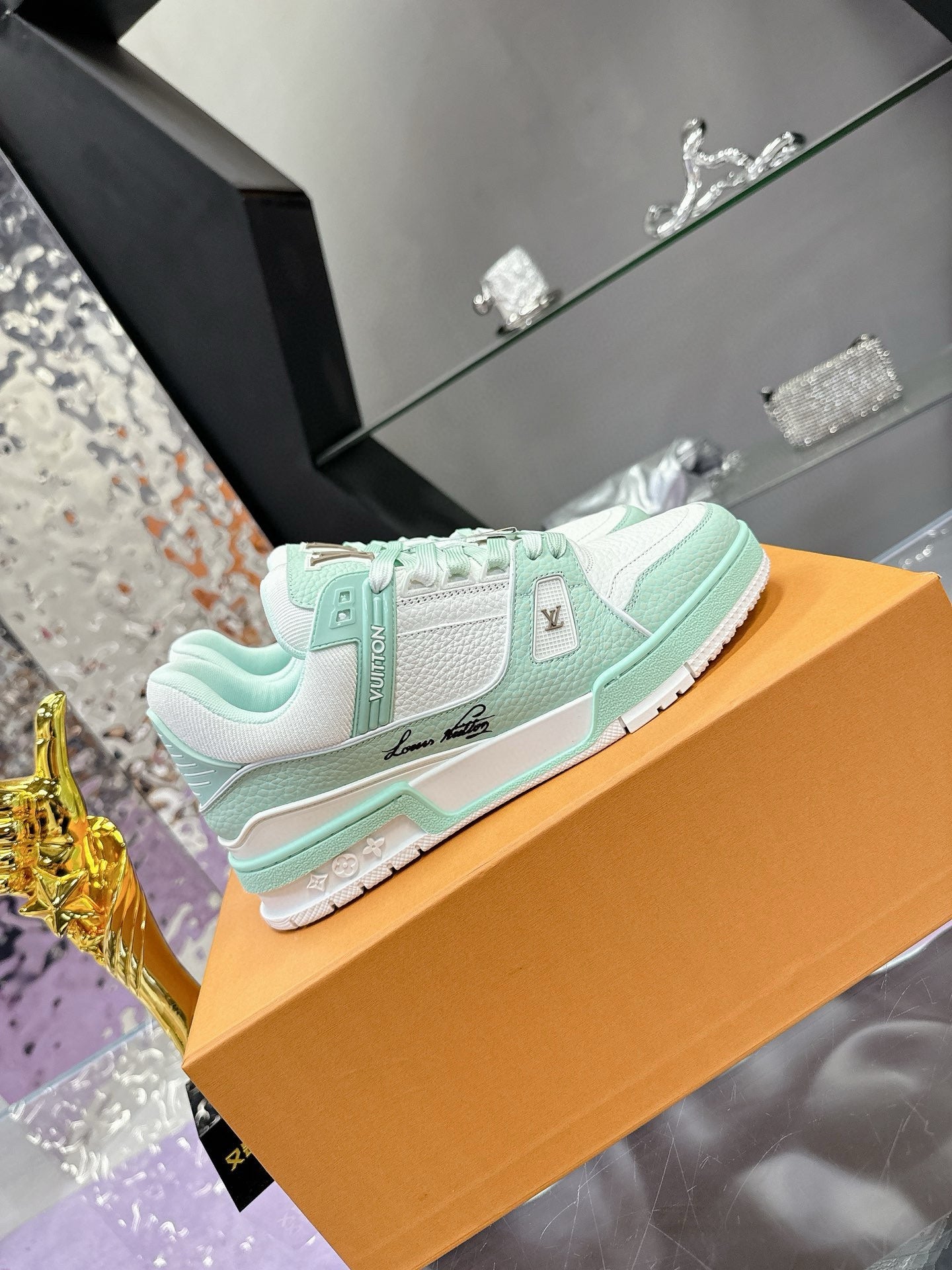 LV Trainer Sneaker Emerald Green Cowhide