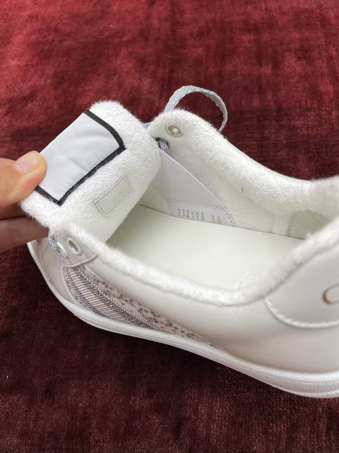 GG Screener Trainer Sneakers White Light Grey Cowhide Frabic 502168