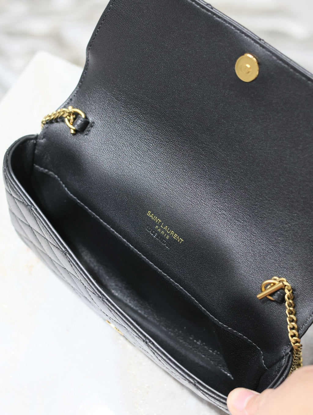 Gaby Phone Bag 19cm Black Quilted Leather GHW