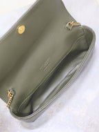 Gaby Phone Bag 19cm Olive Green Quilted Leather