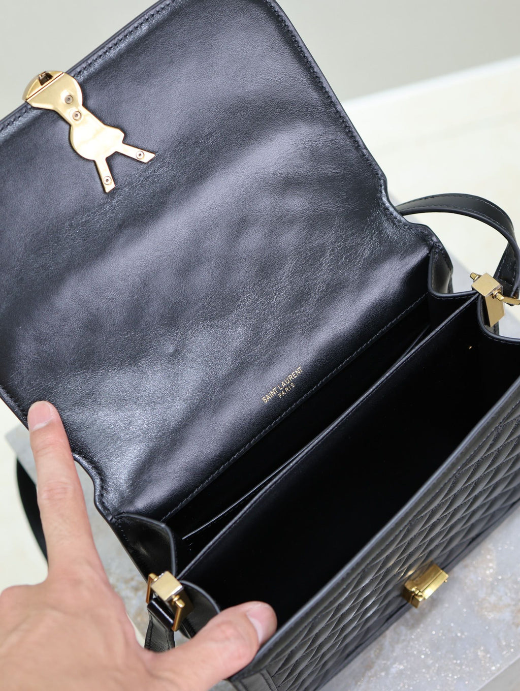 YSL Solferino Shoulder Bag Black Quited Lambskin