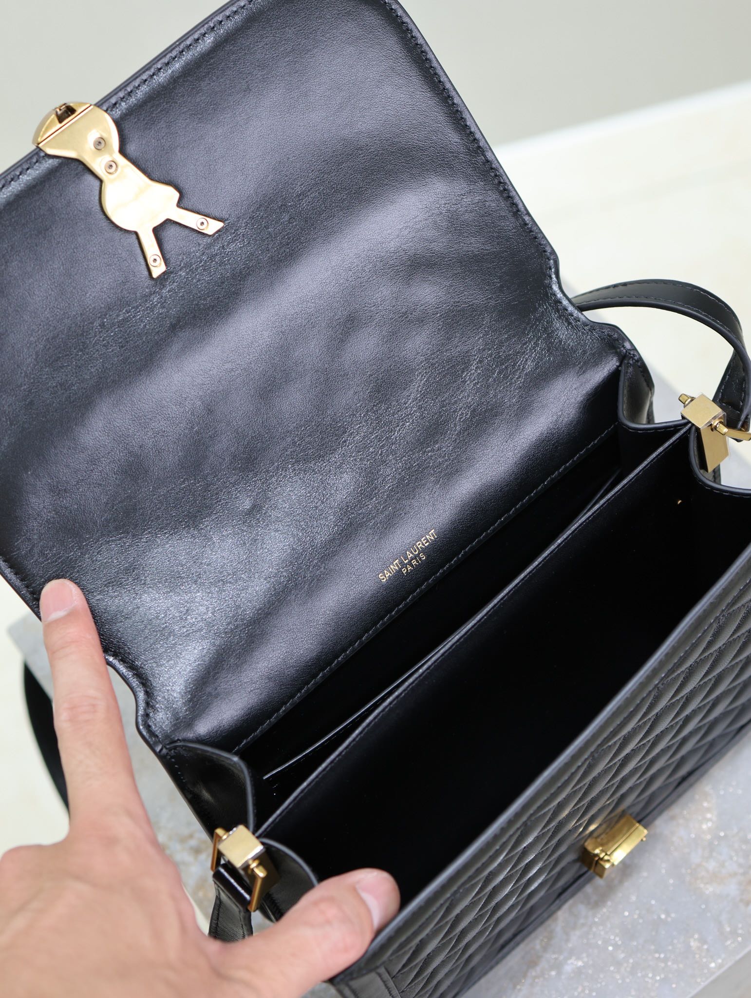 YSL Solferino Shoulder Bag Black Quited Lambskin