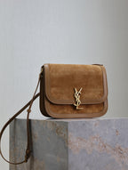 YSL Solferino Shoulder Bag Brown Suede