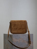 YSL Solferino Shoulder Bag Brown Suede