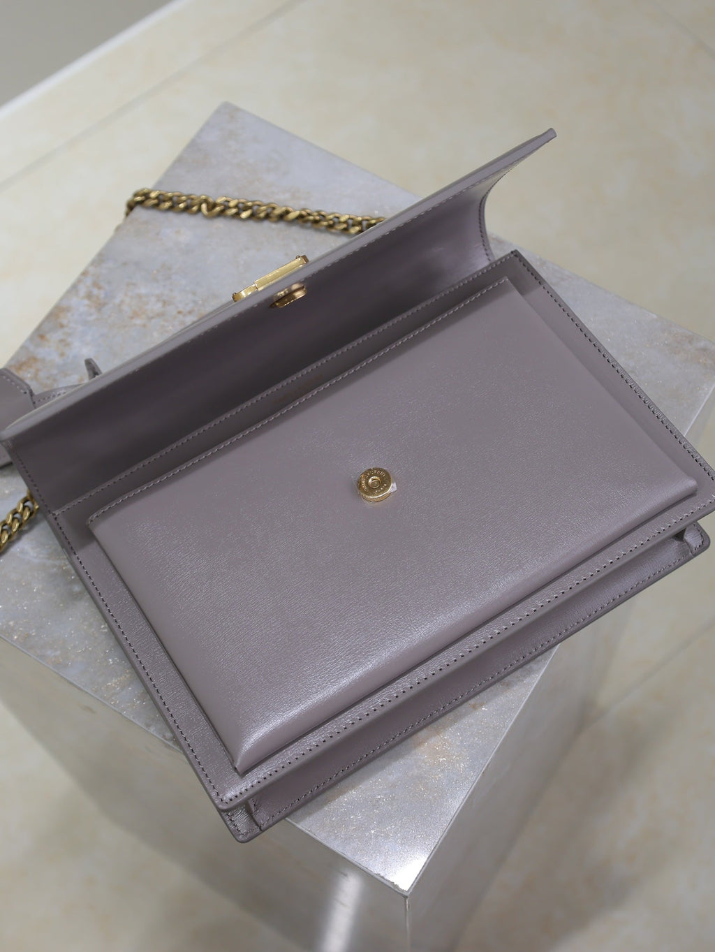YSL Sunset Handbags 25cm Grey Cowhide