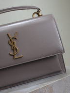 YSL Sunset Handbags 25cm Grey Cowhide