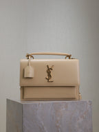 YSL Sunset Handbags 25cm Beige Cowhide