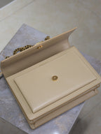YSL Medium Sunset Shoulder Bag 22cm Beige Cowhide GHW