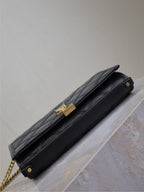 BECKY 22 IN BLACK QUILTED LAMBSKIN GOLD HARDWARE