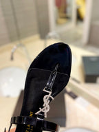 SL CASSANDRA SANDALS BLACK POLISHED CALFSKIN