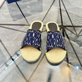 CD Espadrille Slide Navy Blue Printed Fabric 639439
