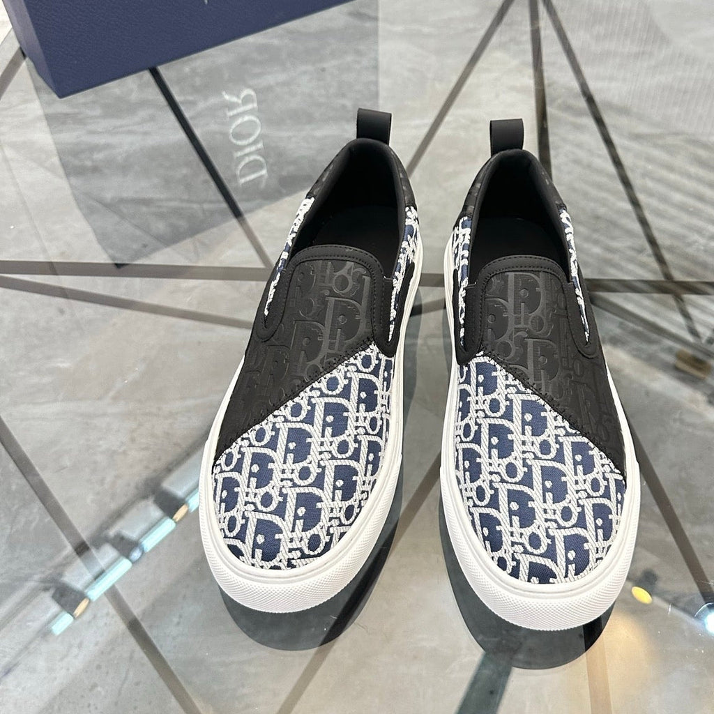 CD Slip on loafer Black Blue Cowhide Fabric 647996