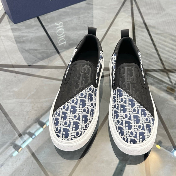CD Slip on loafer Black Blue Cowhide Fabric 647996