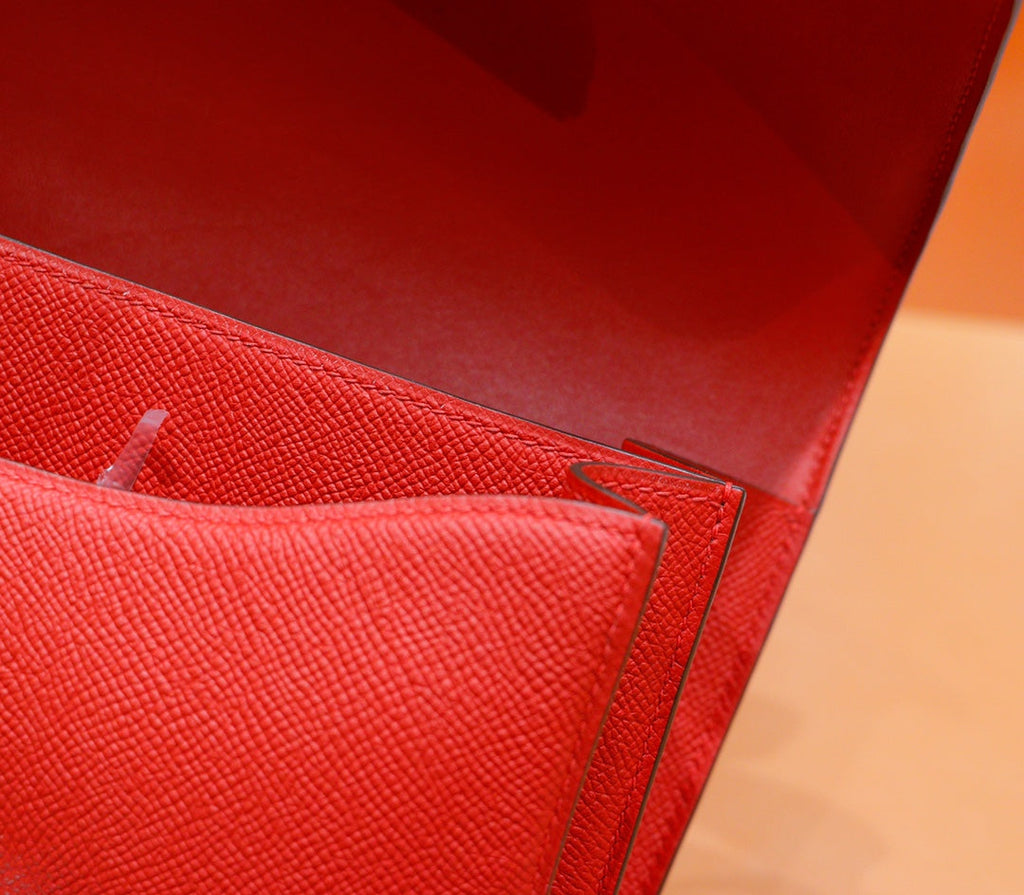 constance 24 red epsom leather silver hardware