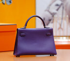HM Mini Kelly 19cm Purple Epsom Gold Hardware