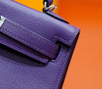 HM Mini Kelly 19cm Purple Epsom Gold Hardware
