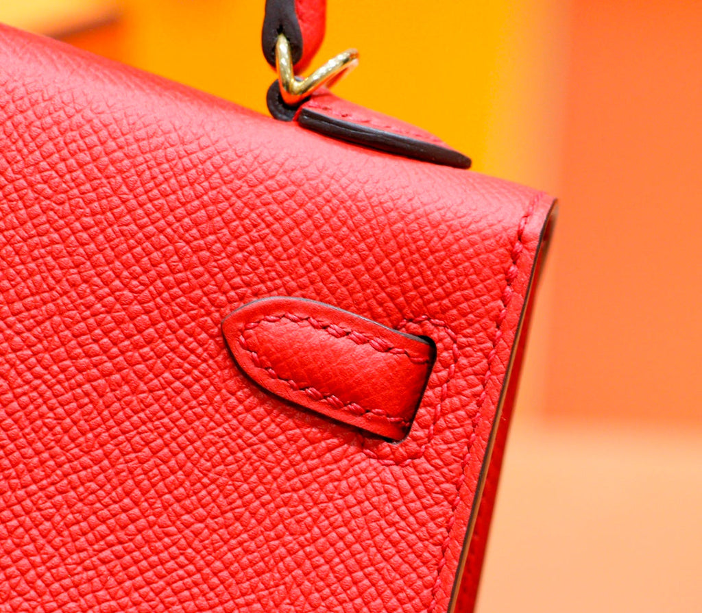 HM Mini Kelly 19cm Red Epsom Gold Hardware