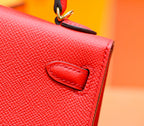 HM Mini Kelly 19cm Red Epsom Gold Hardware