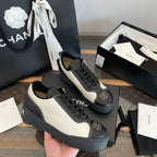 CC Sneaker 40mm In Black Mix White Printed Logo Calfskin 940681