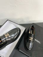 CC Moccasins Glossy Black Calfskin 949655