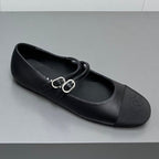 mary jane double strap  black grosgrain calfskin