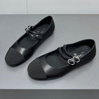mary jane double strap  black grosgrain calfskin