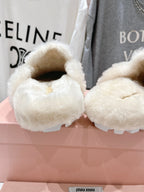 Miu Mule Wool Lining Caramel Brown Suede