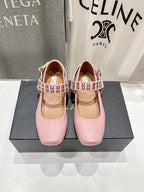 Alaila Biker Ballet Flats In Light Pink Cowhide 911432