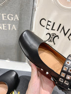 Alaila Biker Ballet Flats In Black Cowhide 911434