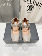 Alaila Biker Ballet Flats In Light Grey Cowhide 911442