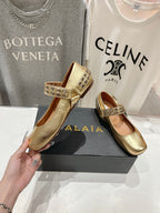 Alaila Biker Ballet Flats In Gold Cowhide  911444
