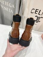 Miu Lace-Up Boots   Brown Waxed Calfskin