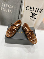 Alaila Ballet Flats In Moss Brown Velvet With Rhinestones 971998