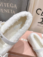 MiuMiu 25 Ballet Flat White Lambskin Wool 535591