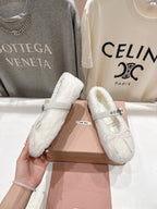 MiuMiu 25 Ballet Flat White Lambskin Wool 535591