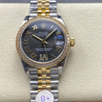 Datejust 31mm Yellow Gold Steel Diamond Bezel Dark Grey Dial