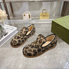 GG Horsebit Pumps Loafers Leopard Woolen 576259