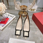 Belle Viv Metal Buckle Pumps 85 White Black Patent Leather
