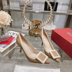Belle Viv Metal Buckle Pumps 85 Camel Patent Leather