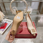 Belle Viv Metal Buckle Pumps 85 Camel Patent Leather